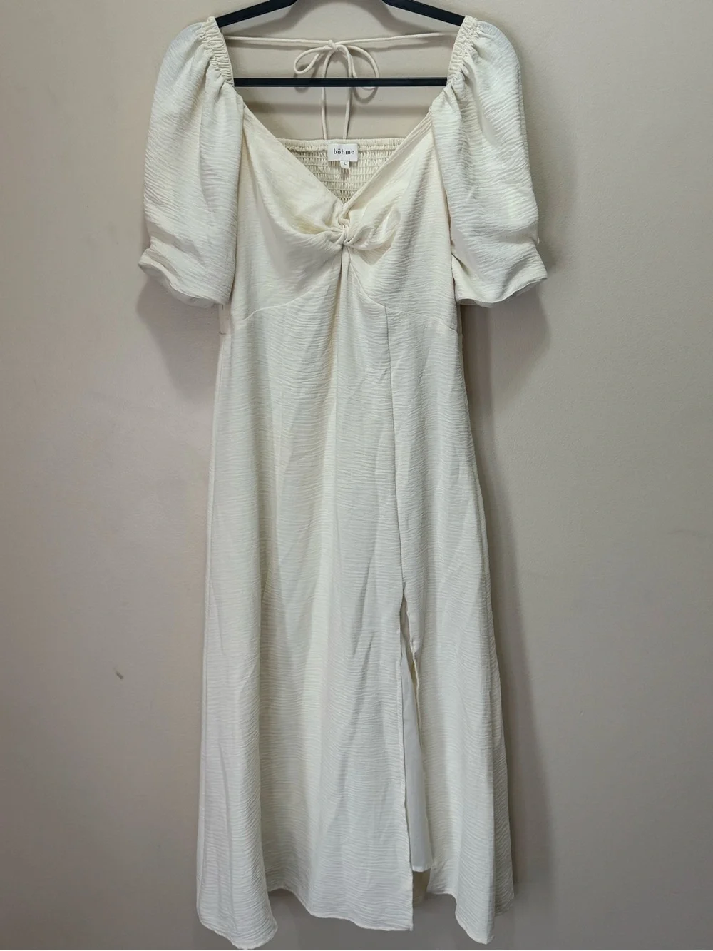 böhme Textured Cream Midi Dress